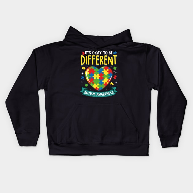 It's OK To Be Different Autism Awareness Puzzle Kids Hoodie by theperfectpresents